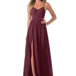 Azazie maroon bridesmaid stress chiffon with racer back.
